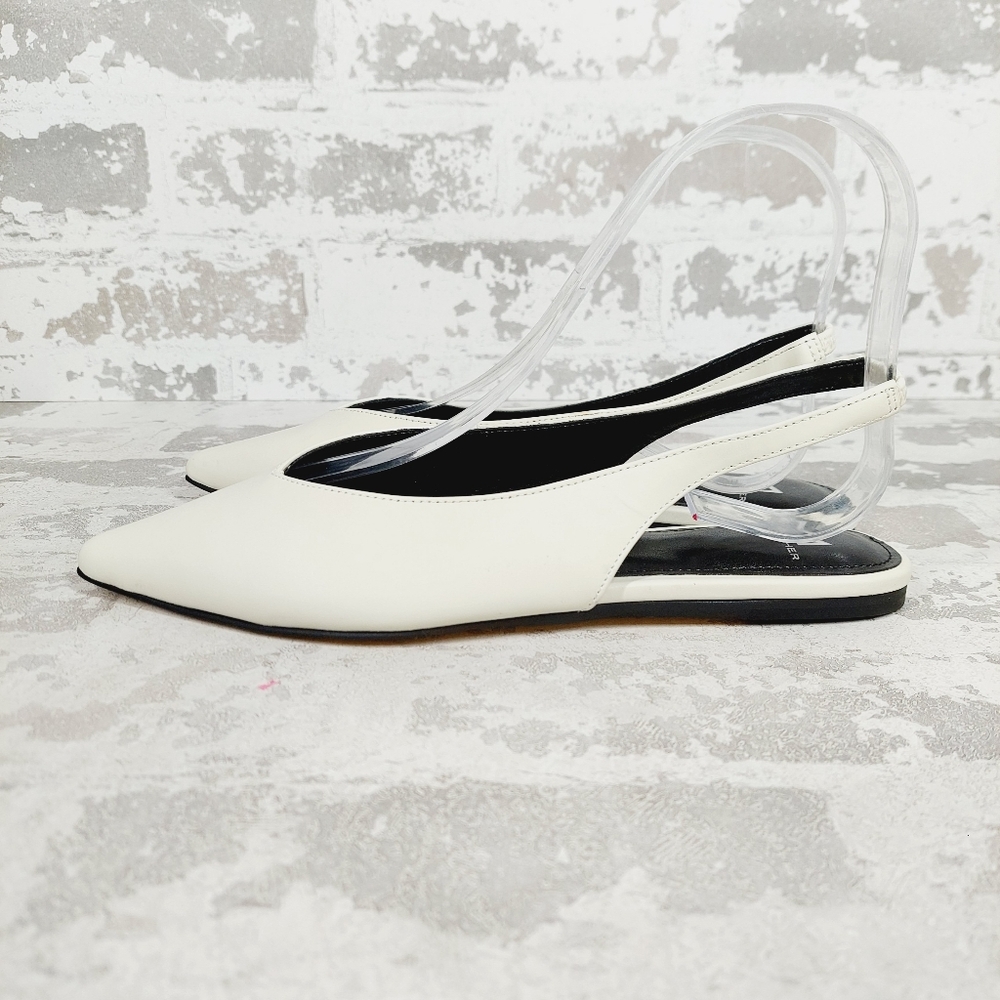 NEW Marc Fisher Ivory White Pointed Toe Flat Slingback Shoes K252